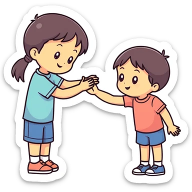 a boy patting his cute little sis sticker