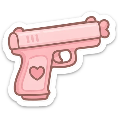 Pink heart pistol, remove background sticker