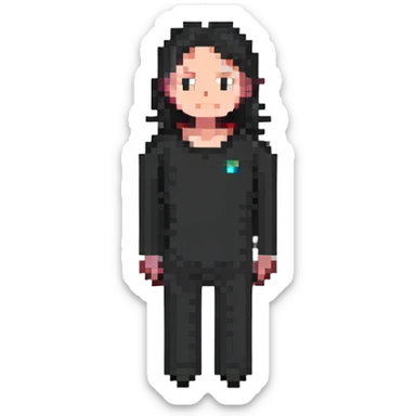 retro RPG style human character, compact proportions sticker