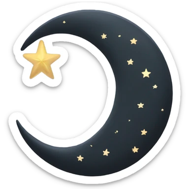 crescent slim moon with little star pretty and sparkling  sticker