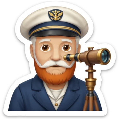 old sailor with a white beard and a telescope sticker