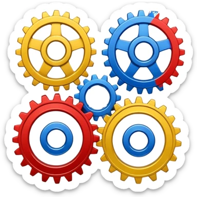 3 cogs made of paint sticker