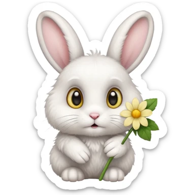 A cute Rabbit with a pale yellow flower on its ear sticker