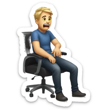 a gamer who falls off from a chair because he laughed too hard sticker