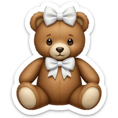 Teddy with white bow sticker