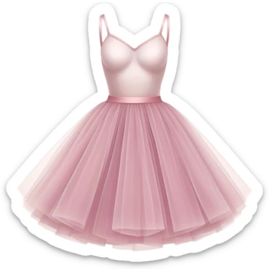 Cinematic Realistic Tutu, layers of fine, soft tulle forming a voluminous and airy skirt, delicate folds catching the light, slightly frayed edges adding authenticity, glowing softly with a warm and ethereal elegance. sticker