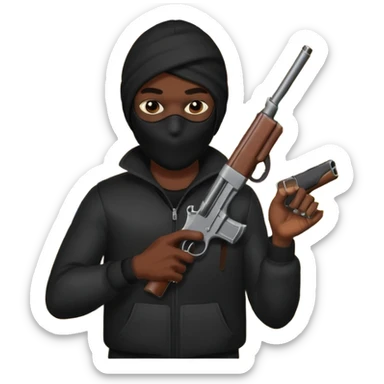 Make a black guy robbing store with gun sticker