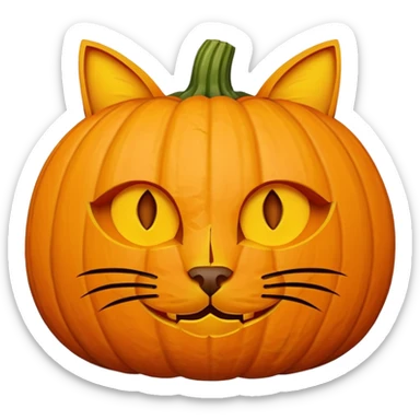 a pumpkin carved as a cat sticker