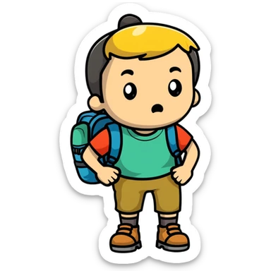 lost hiker with confused expression sticker