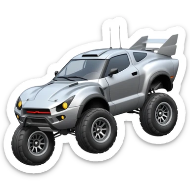 Satan’s Dirty and dented Local Motors Rally Fighter off road race car flying turning corner (silver wheels) sticker