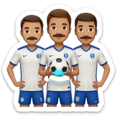 soccer players with mustache holding soccer ball sticker