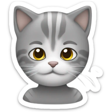 Chat avec ligne gris et blanche sticker