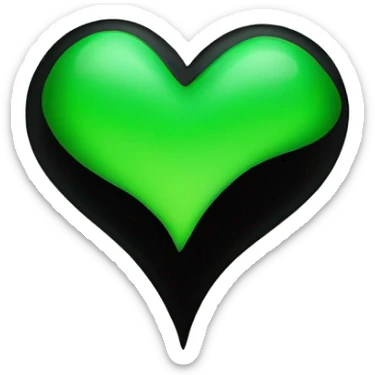 Half black and half Green swirl heart sticker