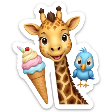 Giraffe with Ice Creams
Giraffe sharing cone with bird



 sticker