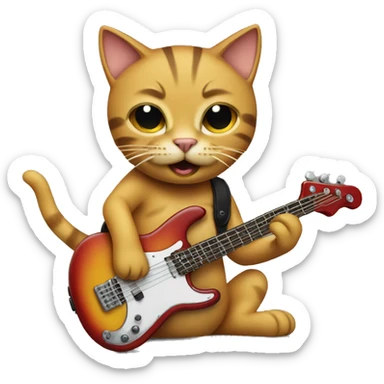 Cat playing the bass guitar sticker
