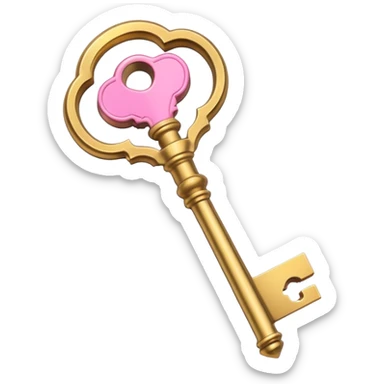 gold pink antique key  sticker