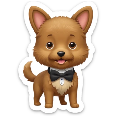 A mini dog with a scruffy but adorable beard, tail wagging excitedly and wearing a little bowtie.




















 sticker