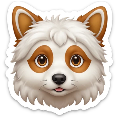 White dog with brown spots on eyes fluffy sticker