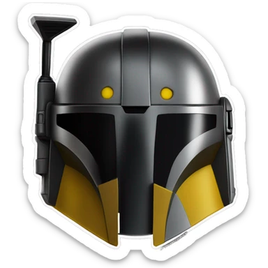Mandalorian helmet black and yellow with antenna sticker