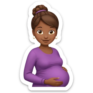 pregnant woman, brown hair, dark skin, bun hair sticker