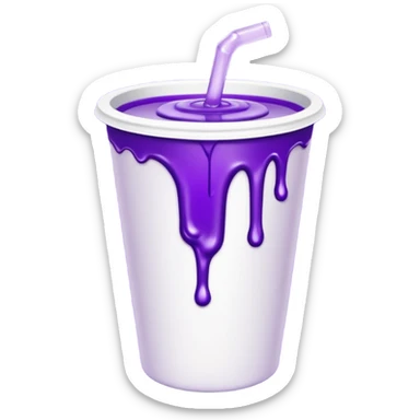 sytrofoam cup with a thick purple liquid dripping sticker