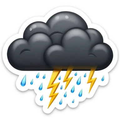 Black cloud with rain and lightning  sticker