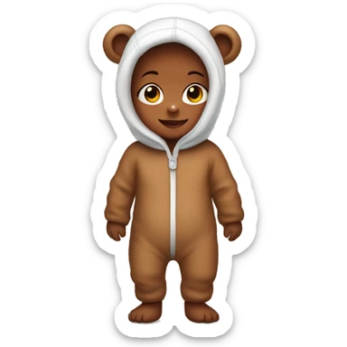 Baby wearing a bear onesie sticker