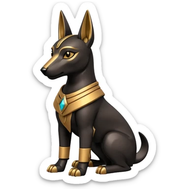  Fit mean Short-eared Black fur beautiful female robo anubis puppy statue posed  sticker