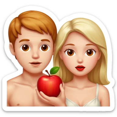 Adam and Eve eating an apple sticker