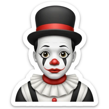 black and white mime clown emoji sticker
