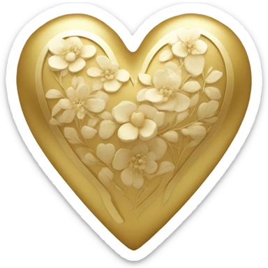 Golden heart with a floral pattern on it  sticker