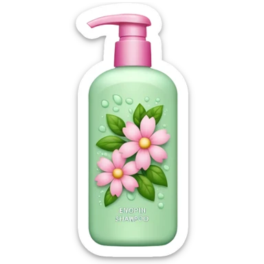 light green and pink floral shampoo sticker
