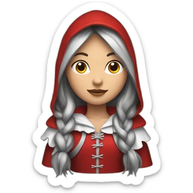 red-ridding-hood-with-long-black-strait-hair-with-white-break-hair sticker
