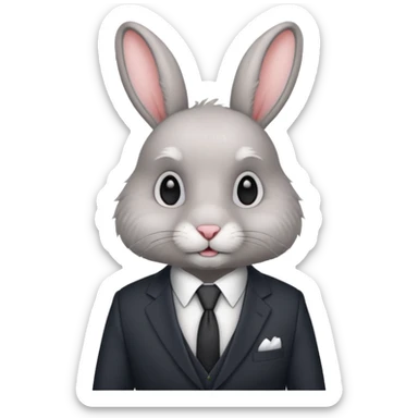 rabbit with suti tie sticker
