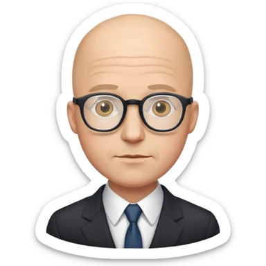 bald man in suit wearing glasses sticker