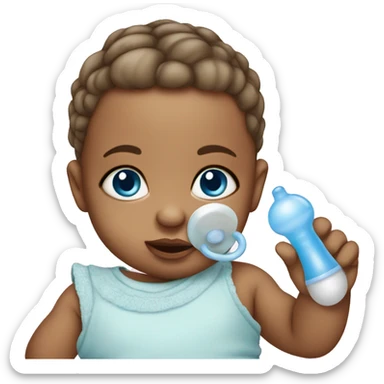 blue eyed baby girl with pacifier sticker