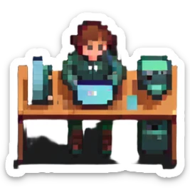 A person working on a computer, representing a Yandex Market employee sticker