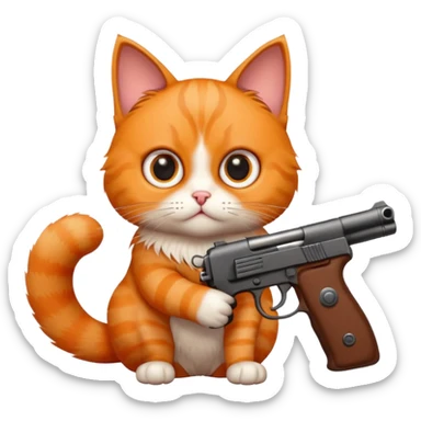 Cat clocking a gun sticker