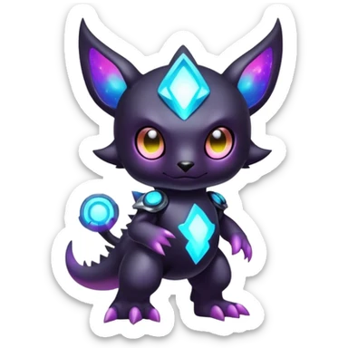Cute cool colorful dark nebula fantasy-Digimon-animal-hybrid full body sticker