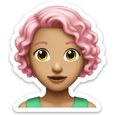 Pretty girl with bright green eyes and pink hair sticker