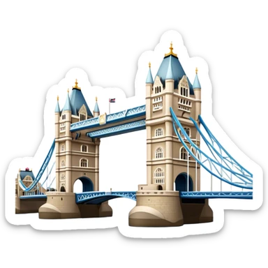 Cinematic Realistic Tower Bridge Landmark Emoji, depicted with iconic Victorian architecture spanning the River Thames, rendered with lifelike textures and dramatic natural lighting that captures its majestic presence. sticker