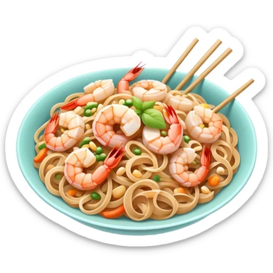 Thai pad thai noodles street food with pastel colors sticker