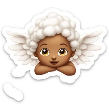 Cherub baby sitting on soft pink cloud sticker