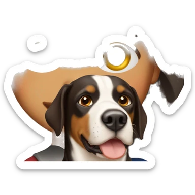 girl with long dark brown hair with a greater swiss mountain dog sticker