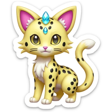 Colorful Shiny Neon-colored Sparkly Unqiue Ethereal cute Adorable furry Liepard-Skitty-Delcatty-Pokémon-Fakémon-hybrid-creature (full body) sticker