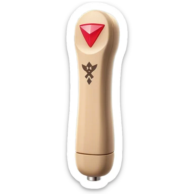 Clash of Clans aesthetic: Cinematic Playful Wii Nunchuk Portrait Emoji, rendered in a 3D vector-style similar to standard emojis with minimal shading and bold, simplified shapes. A compact, distinct form with signature details, softly glowing with a nostalgic gaming charm. Simplified yet unmistakably iconic, highly detailed and consistent, glowing with a soft radiance and high shine. Stylized with a touch of retro gaming magic and a soft glowing outline, capturing the essence of a beloved gaming relic with a friendly, playful manner! sticker