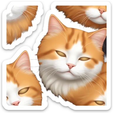 Orange bicolor ragdoll cat curled up sleeping sticker