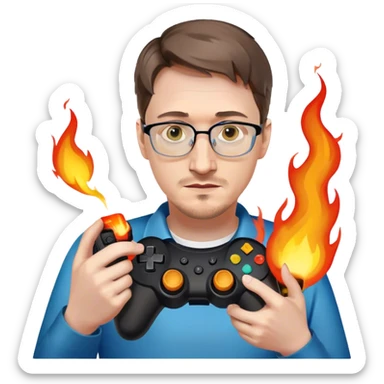 Edward Snowden holding out a gaming controller in his right hand that is on fire  sticker