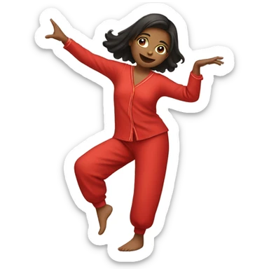 Girl dancing in red pajamas  sticker