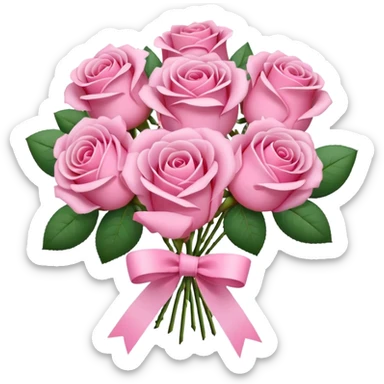 pink rose bouquet with pink ribbons  sticker